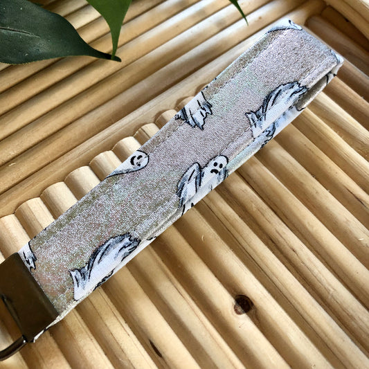 Iridescent Ghost Print Fabric Keychain, Key Fob