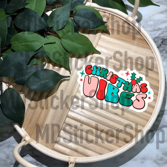 Christmas Vibes Retro Vinyl Sticker