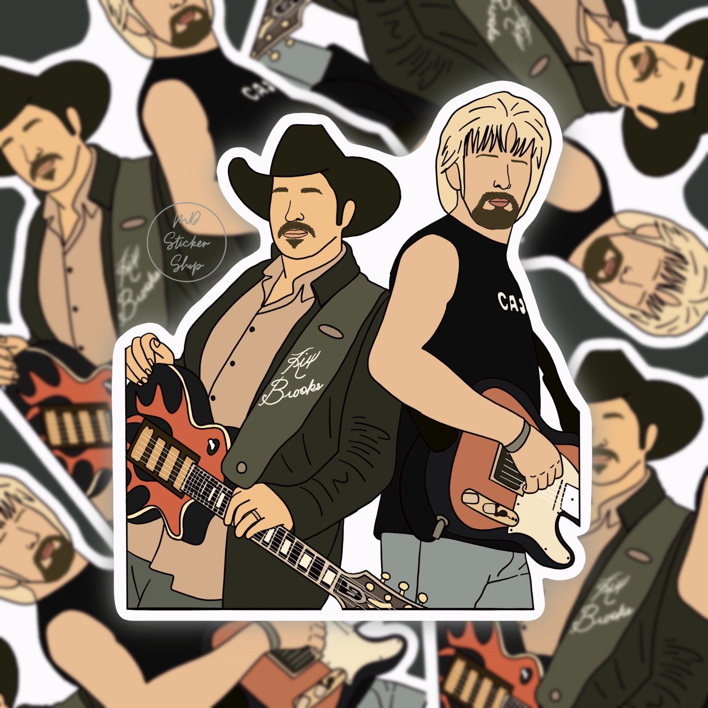Brooks and Dunn Country Duo Throwback Silhouette Sticker