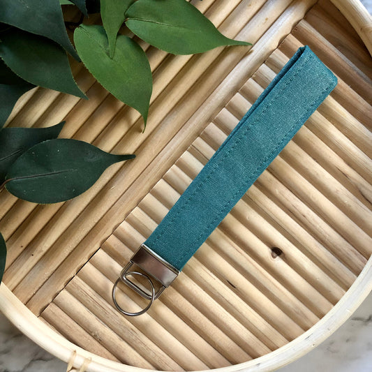 Blue/Green Metallic Print Fabric Keychain, Key Fob