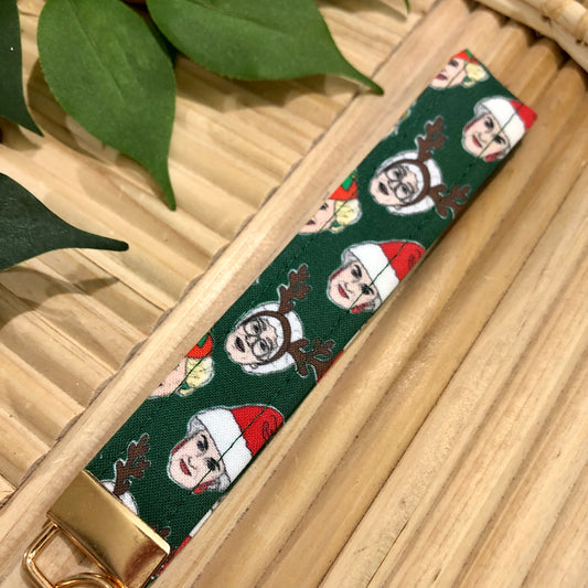 Golden Girls Christmas Print Fabric Keychain, Key Fob