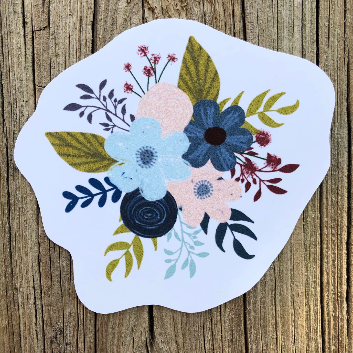 Blue and Pink Floral Bouquet Sticker