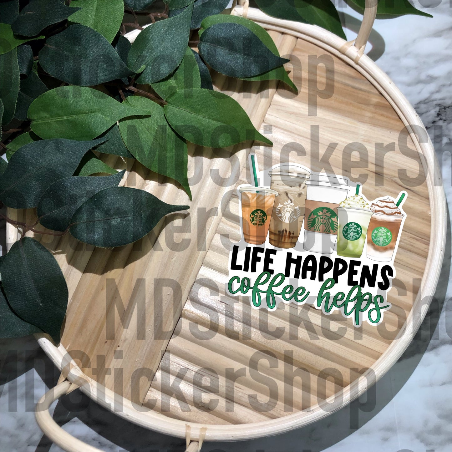 Life Happens Coffee Helps Vinyl Sticker
