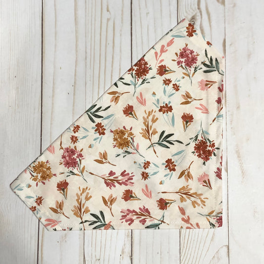 Mauve Floral Fabric Pet Bandana