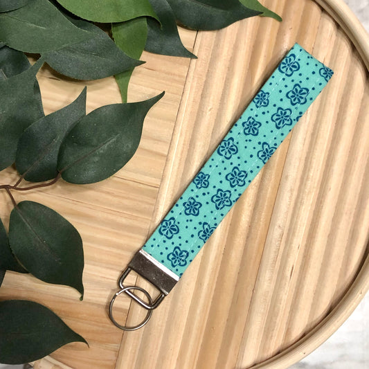 Lorelai Ditsy Floral Print Fabric Wristlet Keychain, Key Fob