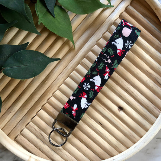 Winter Pals Print Fabric Keychain, Key Fob