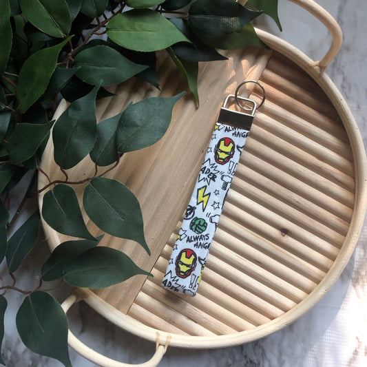 Avengers Doodle Print Fabric Keychain, Key Fob