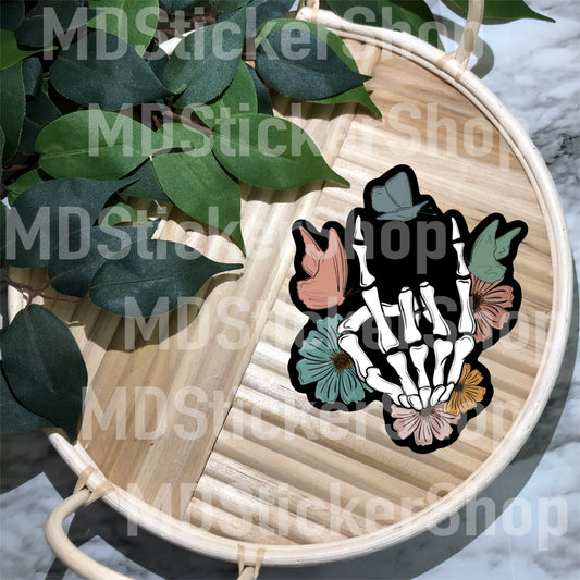 Skellie Floral Rock On Vinyl Sticker