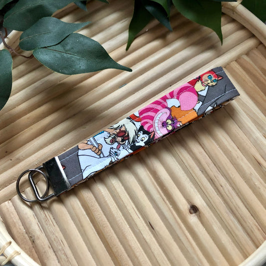 Disney Cats Print Fabric Wristlet Keychain, Key Fob