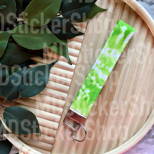 Lime Tie Dye Print Fabric Keychain