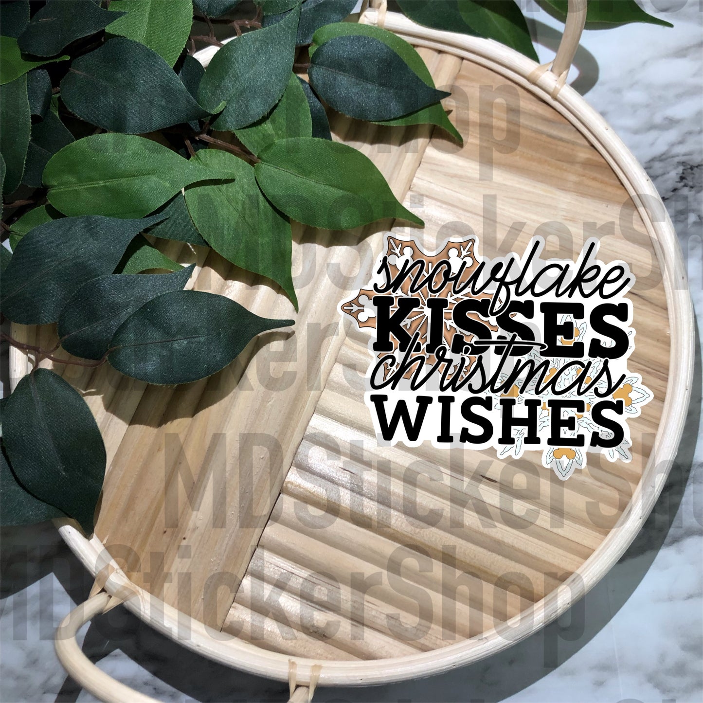 Snowflake Kisses Christmas Wishes Vinyl Sticker