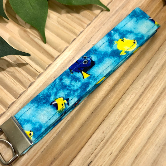 Dory Print Fabric Keychain, Key Fob