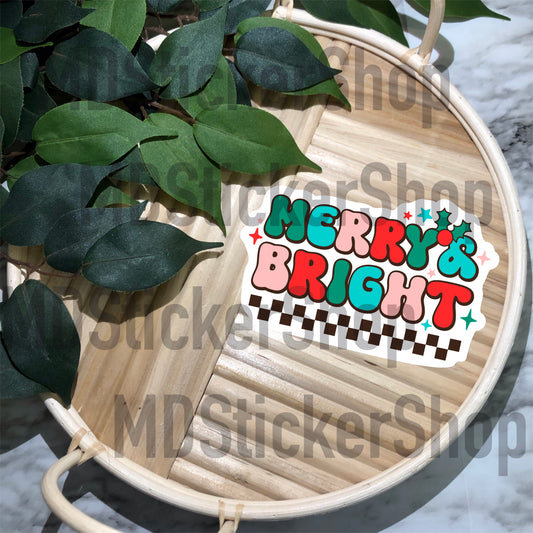 Merry & Bright Retro Vinyl Sticker