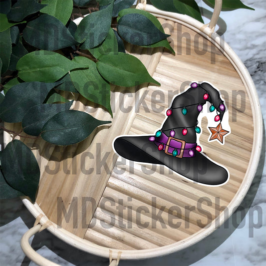 Christmas Witches Hat Vinyl Sticker