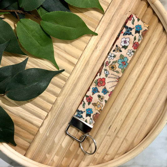 Freddy Kruger Floral Print Fabric Keychain, Key Fob