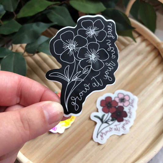Grow At Your Own Pace Floral Vinyl Sticker
