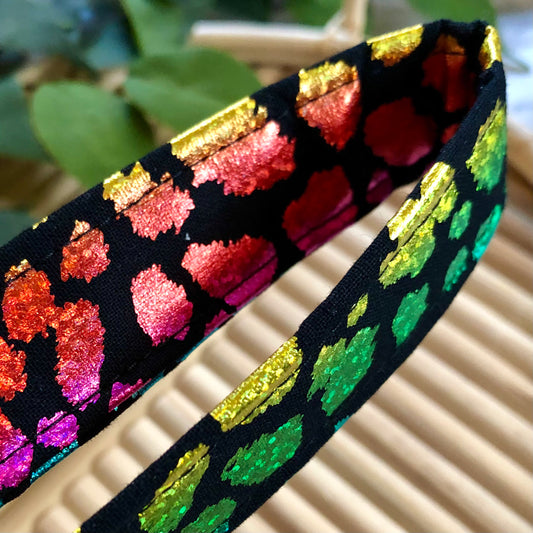 Rainbow Metallic Animal Print Fabric Keychain, Key Fob