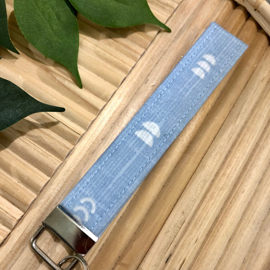 Blue Arch Print Fabric Keychain, Key Fob