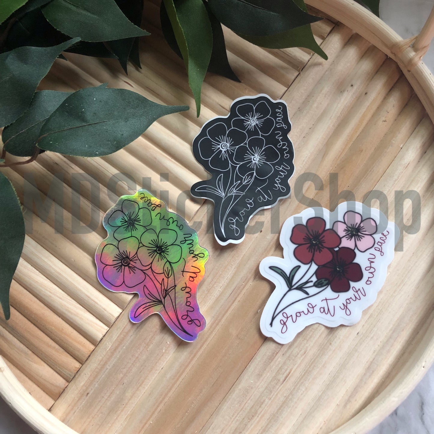 Grow At Your Own Pace Floral Vinyl Sticker