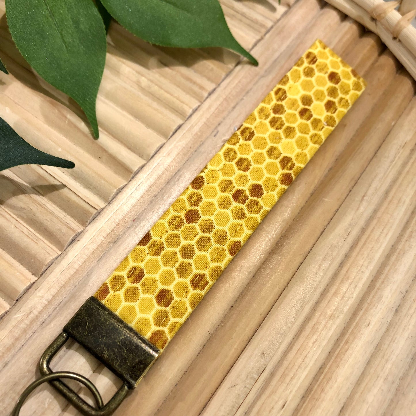 Honeycomb Print Fabric Keychain, Key Fob