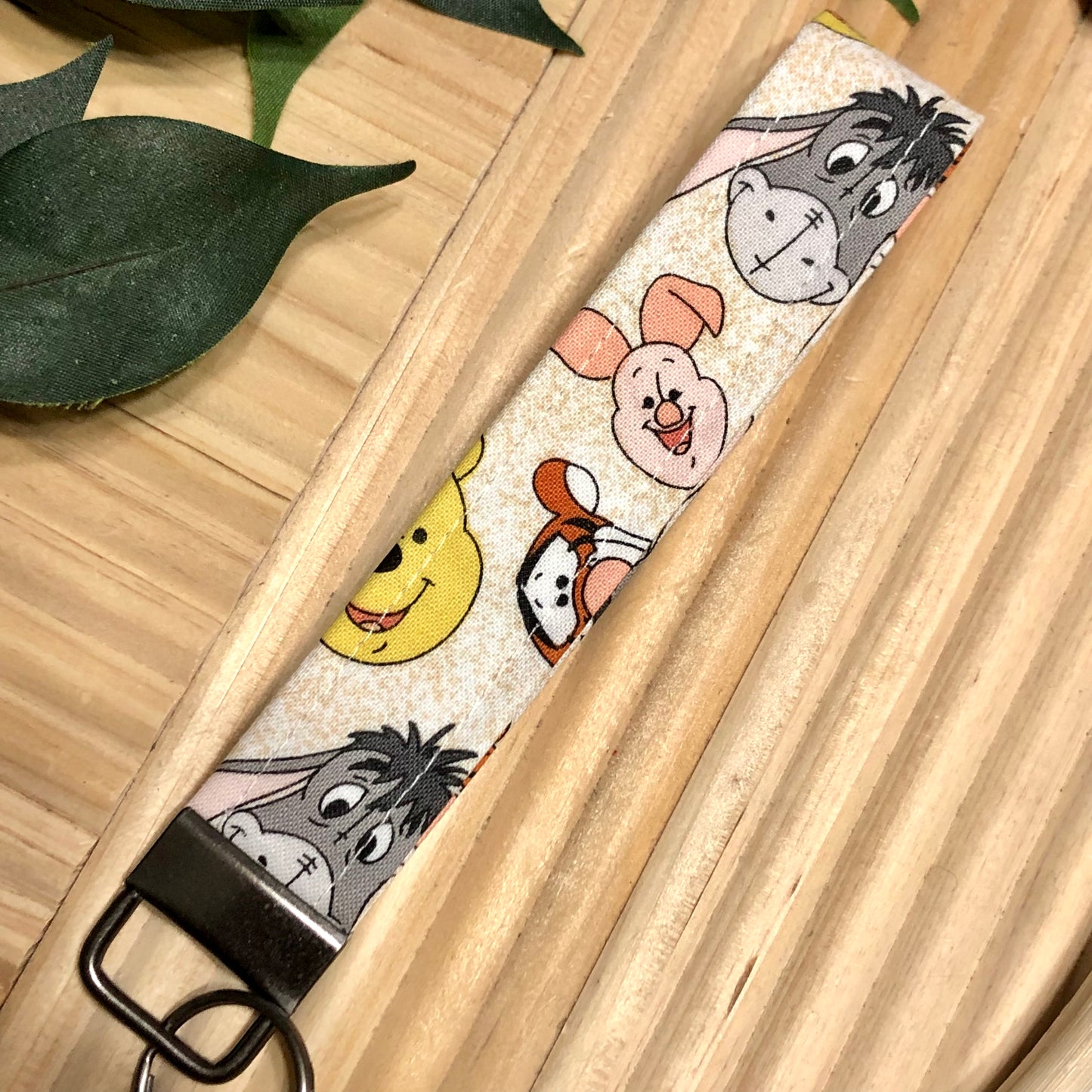 Winnie the Pooh & Friends Print Fabric Wristlet Keychain, Key Fob