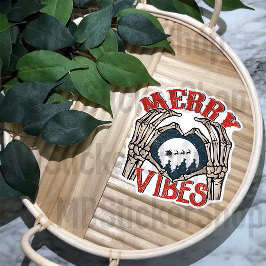 Merry Vibes Skellie Vinyl Sticker