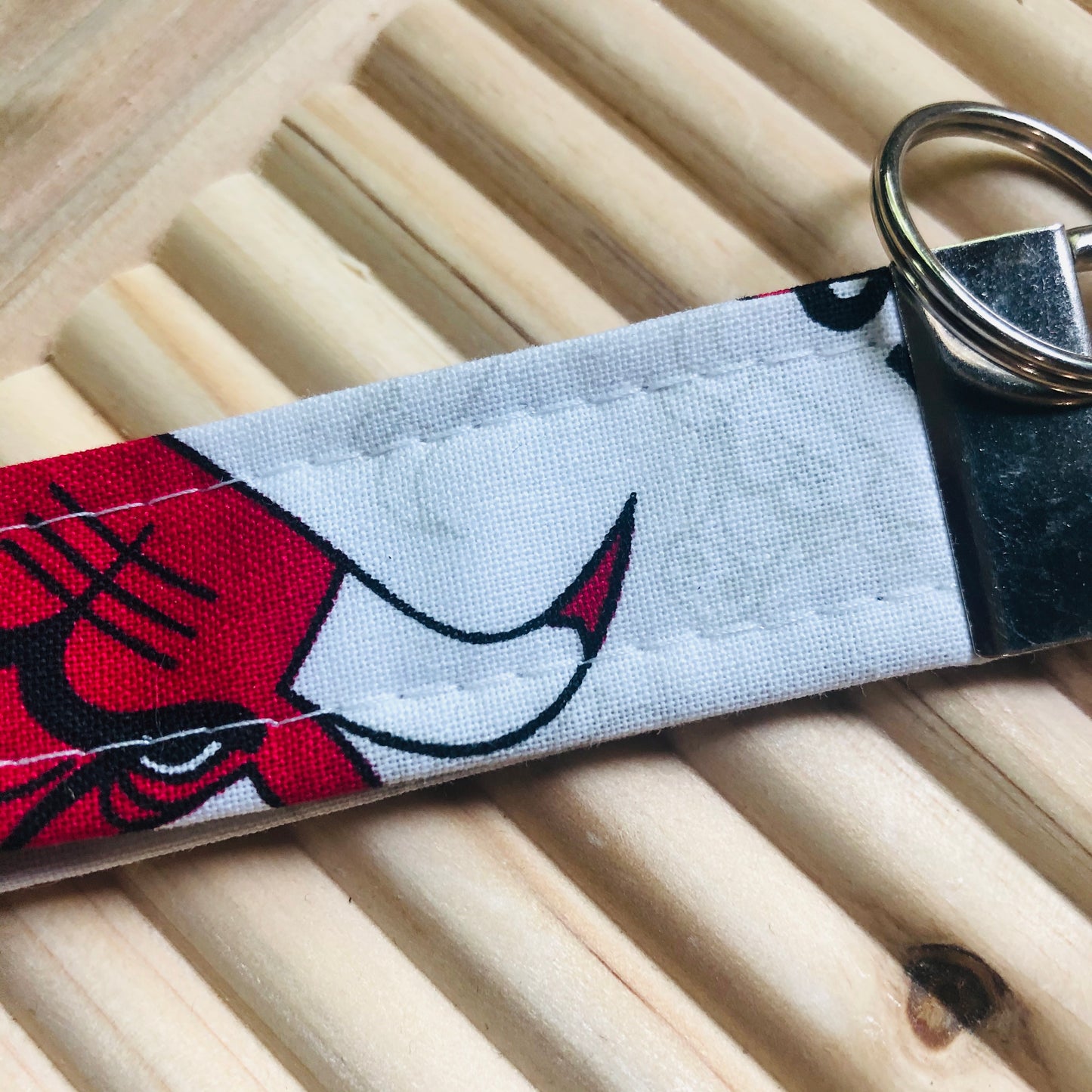 Chicago Bulls Basketball Print Fabric Wristlet Keychain, Key Fob