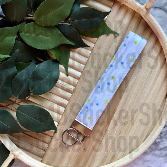 Grey Dot Print Fabric Keychain