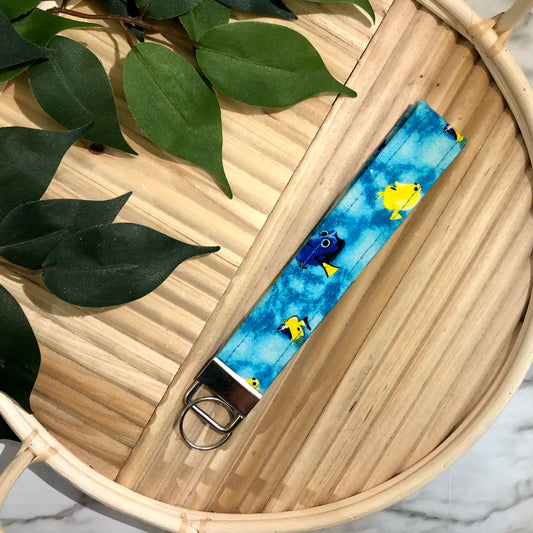 Dory Print Fabric Keychain, Key Fob