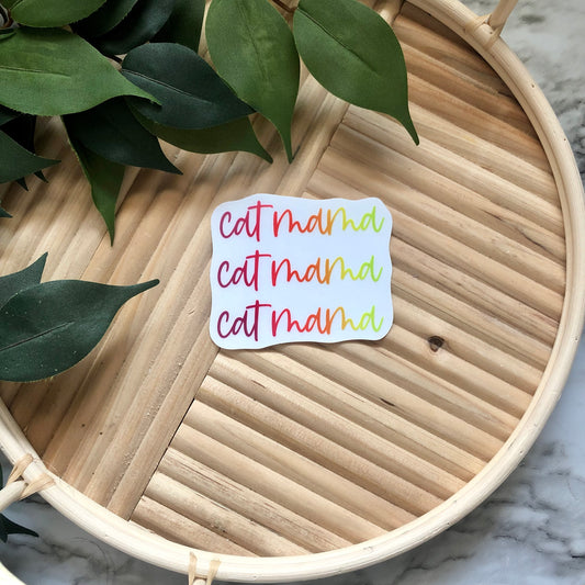 Clear Ombré Cat Mama Waterproof Vinyl Sticker