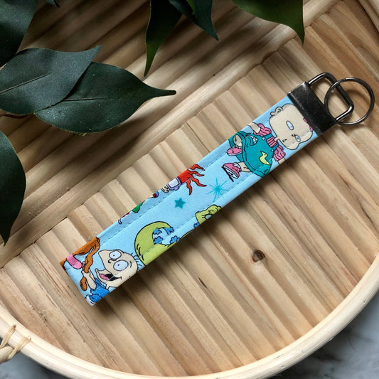 Rugrats Print Fabric Wristlet Keychain, Key Fob