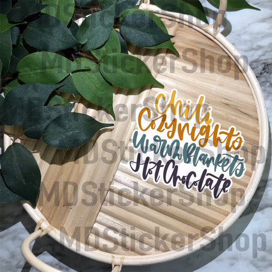 Chili Cozy Nights Warm Blankets Hot Chocolate Vinyl Sticker