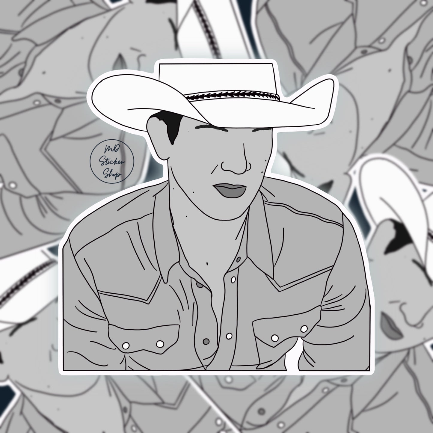 Jon Pardi Black & White Silhouette Sticker