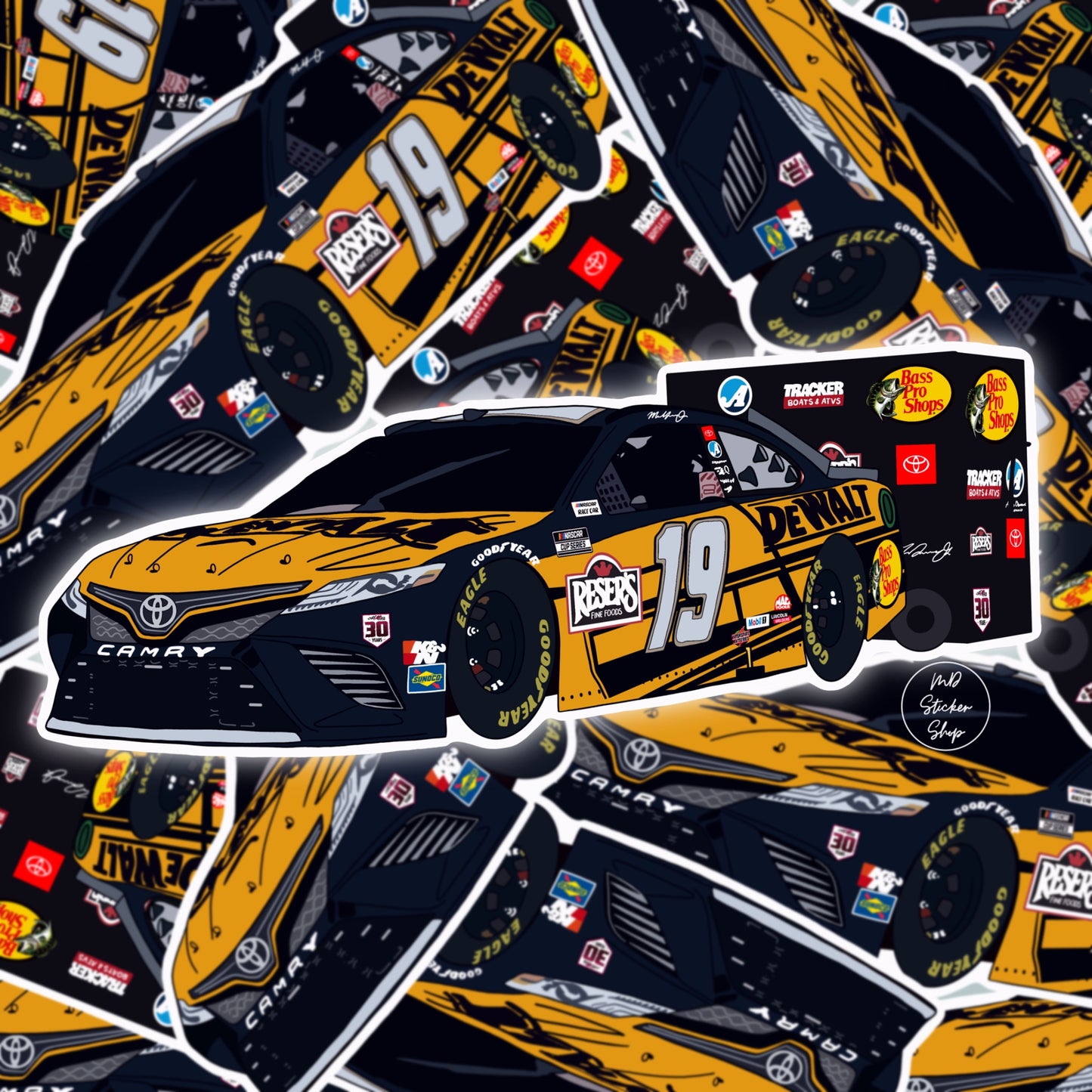 Martin Truex Jr. #19 NASCAR Cup Series Dewalt Paint Scheme Car Vinyl Sticker
