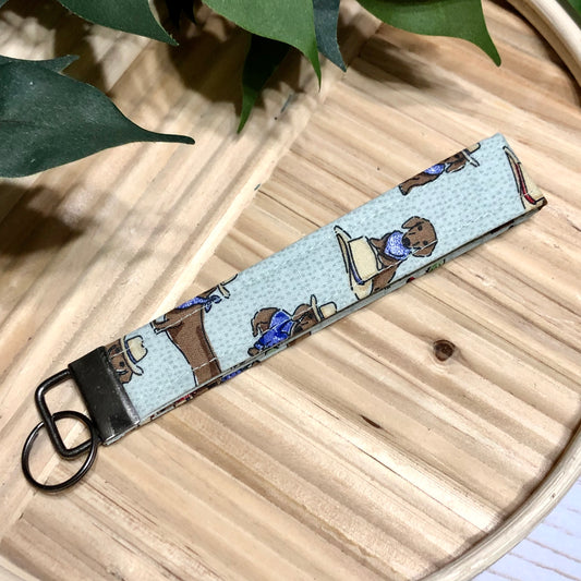 Western Weenies Print Fabric Wristlet Keychain, Key Fob