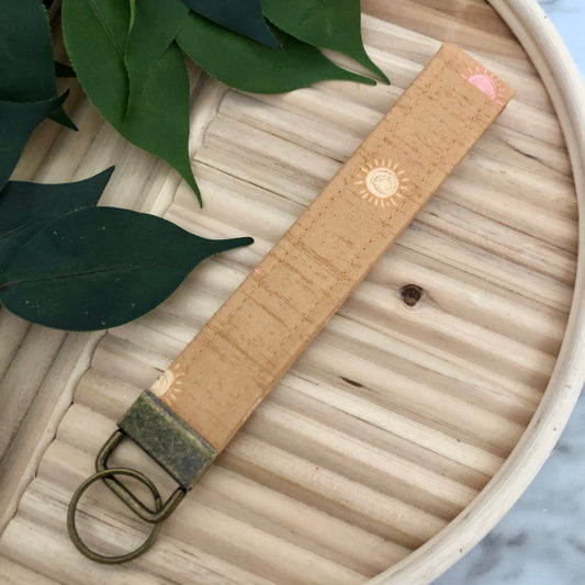 Mini Sunrise Print Fabric Wristlet Keychain, Key Fob