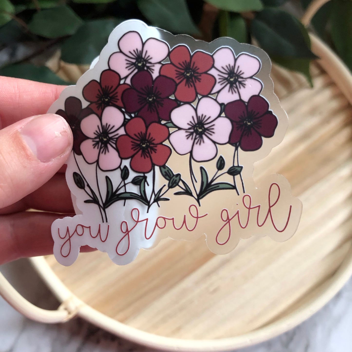 You Grow Girl Floral Waterproof Vinyl Sticker