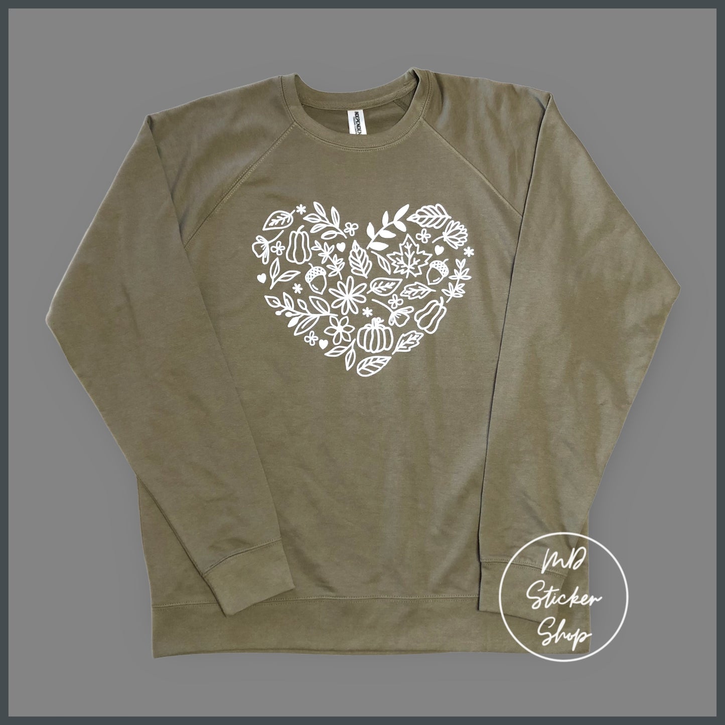 Fall Icons Olive Green Pullover, Sweatshirt