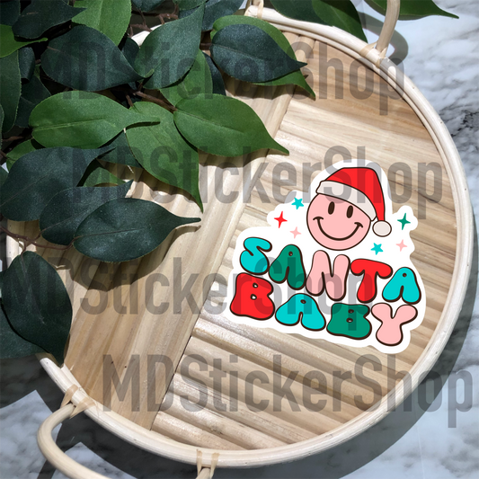 Santa Baby Happy Face Vinyl Sticker