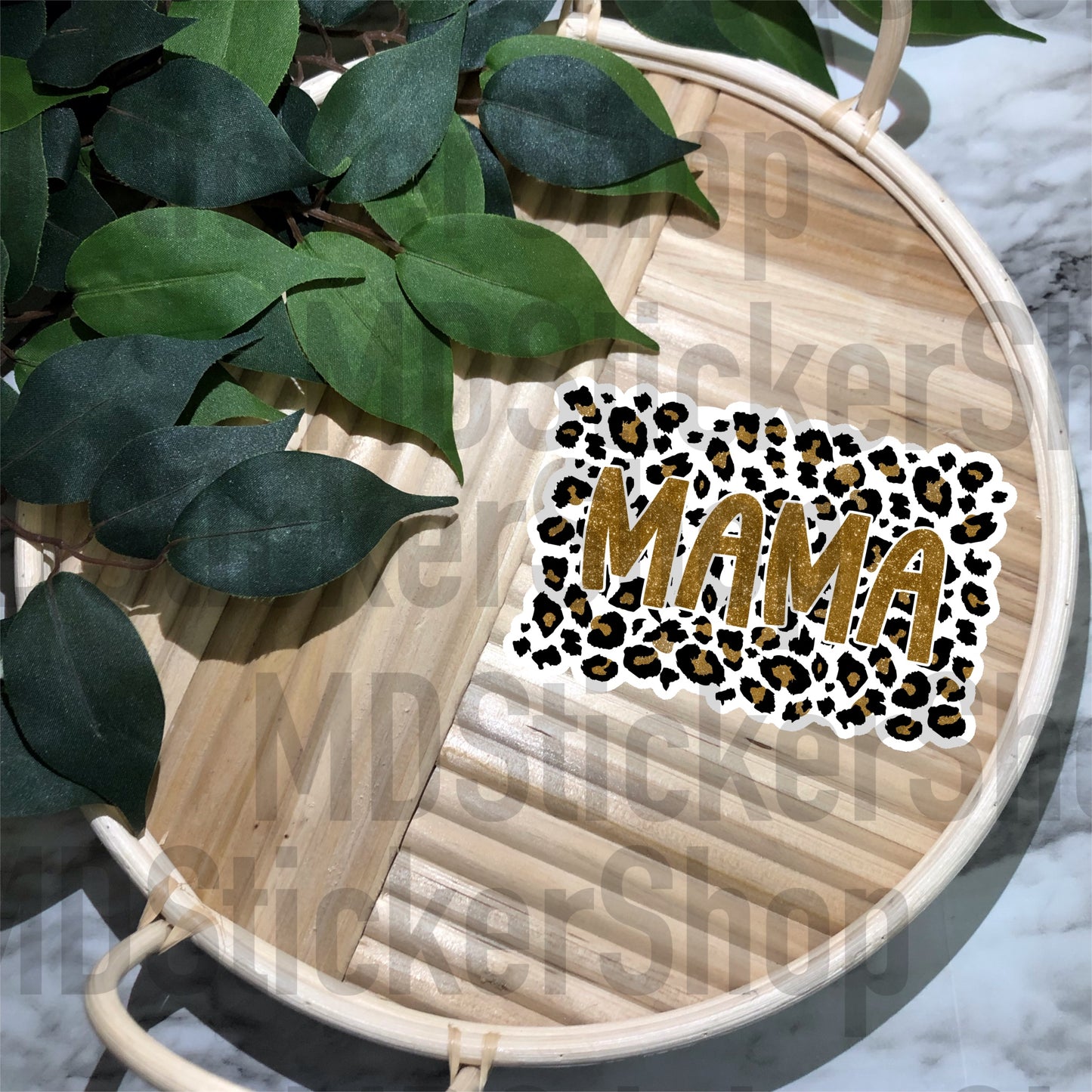 Mama Gold Leopard Vinyl Sticker