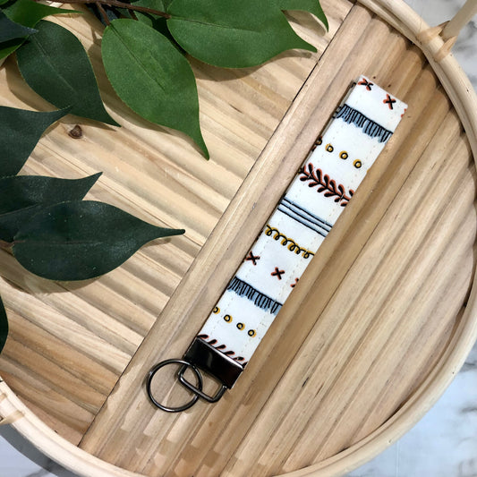 Mod Stripe Print Fabric Keychain, Key Fob