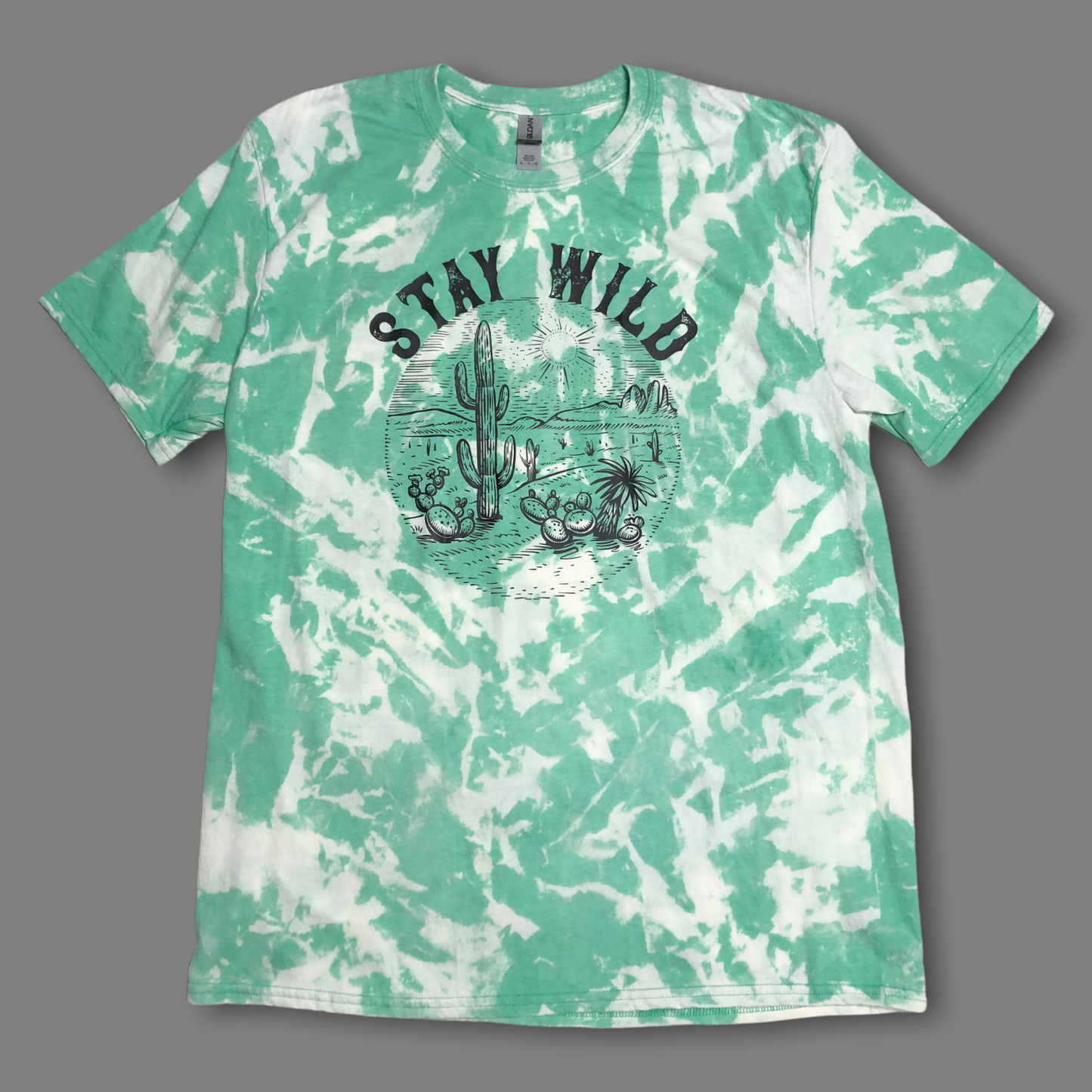 “Stay Wild” Desert Green Bleached Shirt