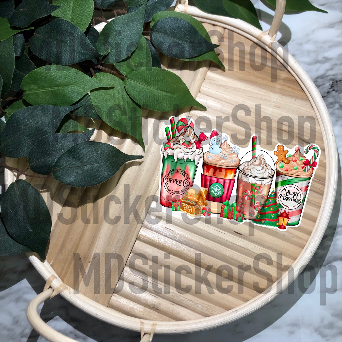 Christmas Coffees Vinyl Sticker