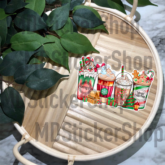 Christmas Coffees Vinyl Sticker