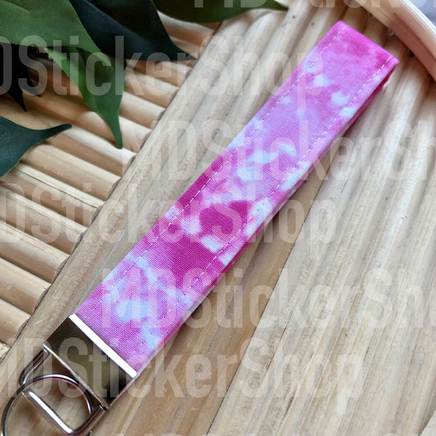 Pink Tie Dye Print Fabric Keychain