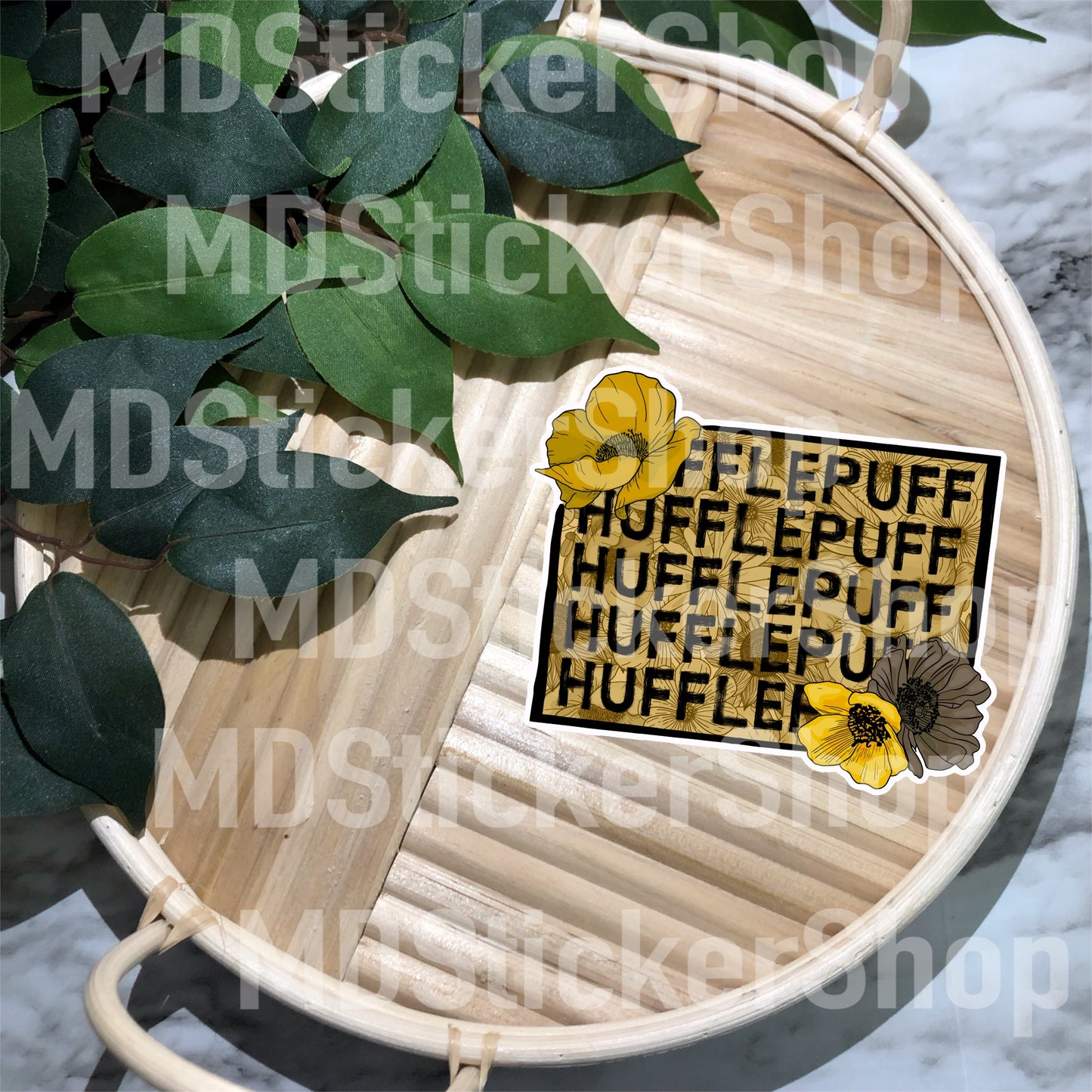 Yellow House Floral Vinyl Sticker