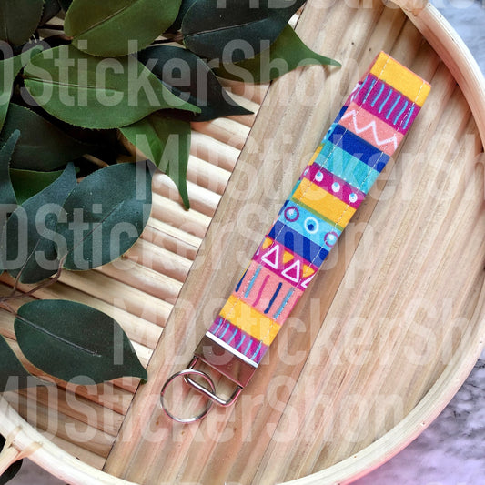Bright Aztec Print Fabric Keychain