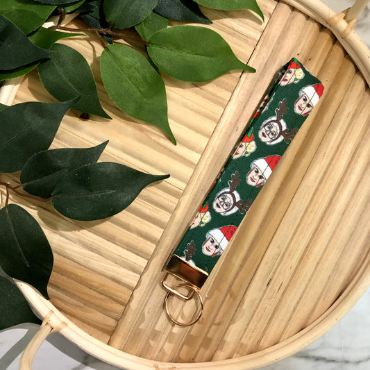 Golden Girls Christmas Print Fabric Keychain, Key Fob