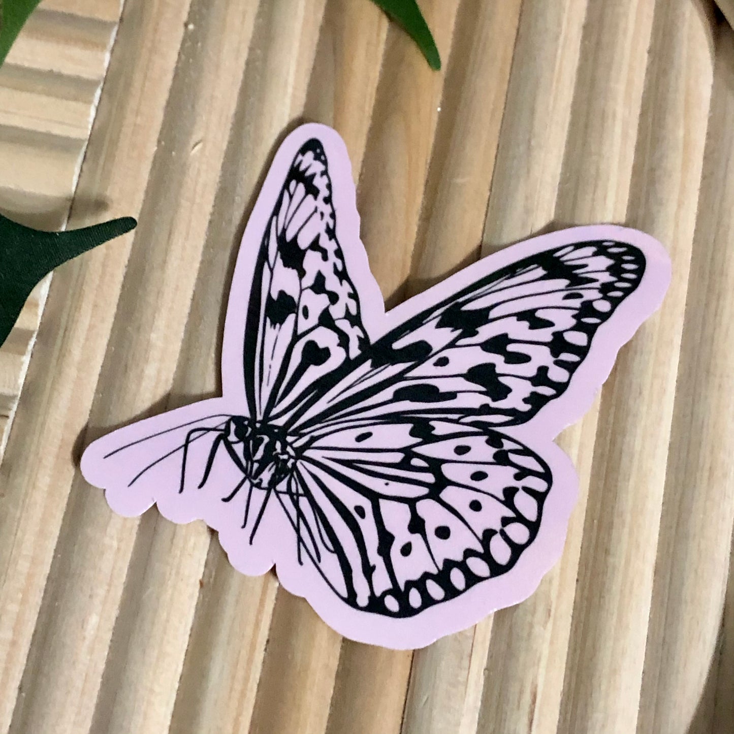 Pink Butterfly Vinyl Sticker.