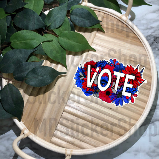 Vote Floral Vinyl Sticker